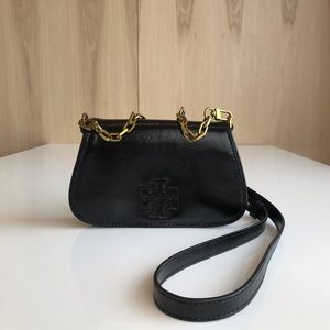 Tory Burch black pebble saffiano leather crossbody